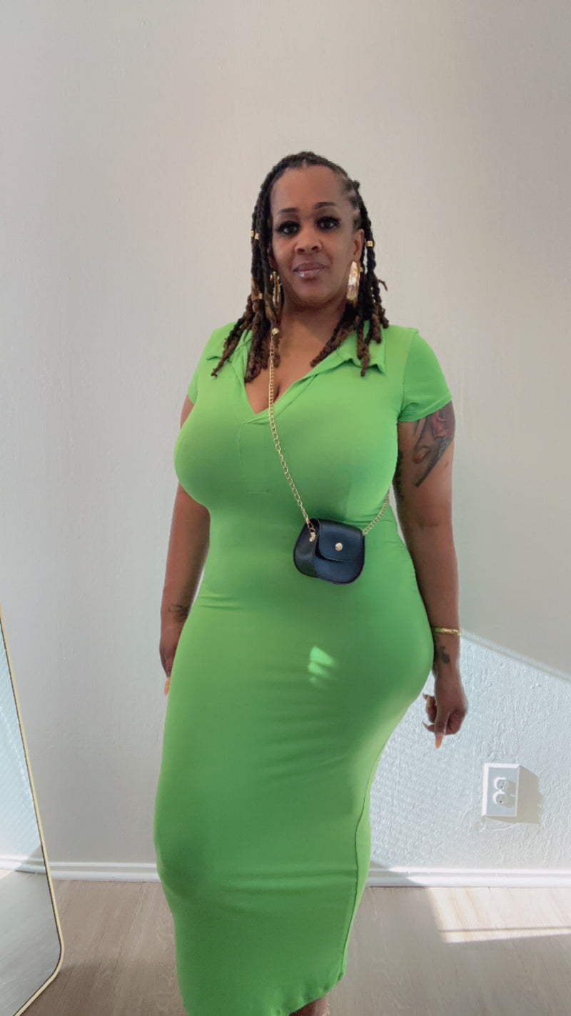 Maxi Dress Body Con | Lime Green